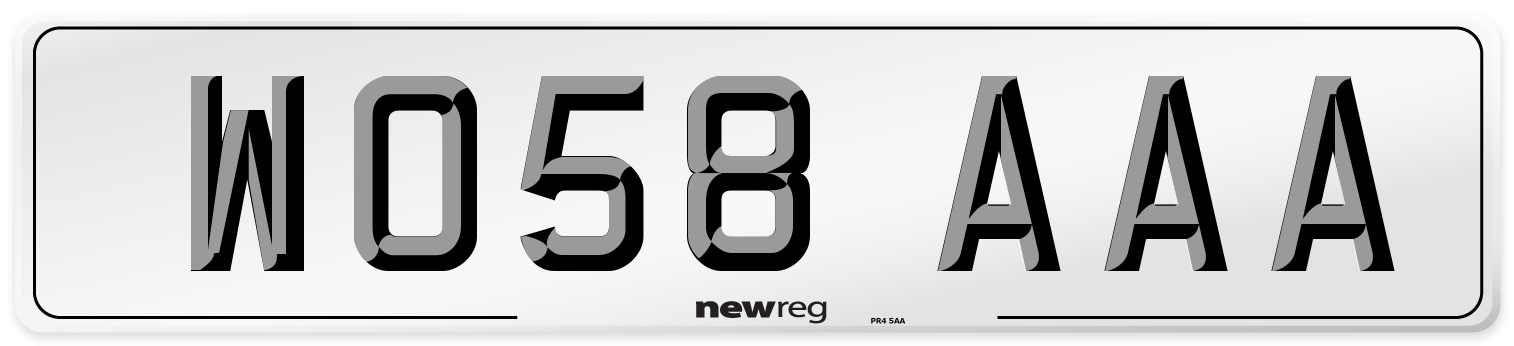 WO58 AAA Number Plate from New Reg